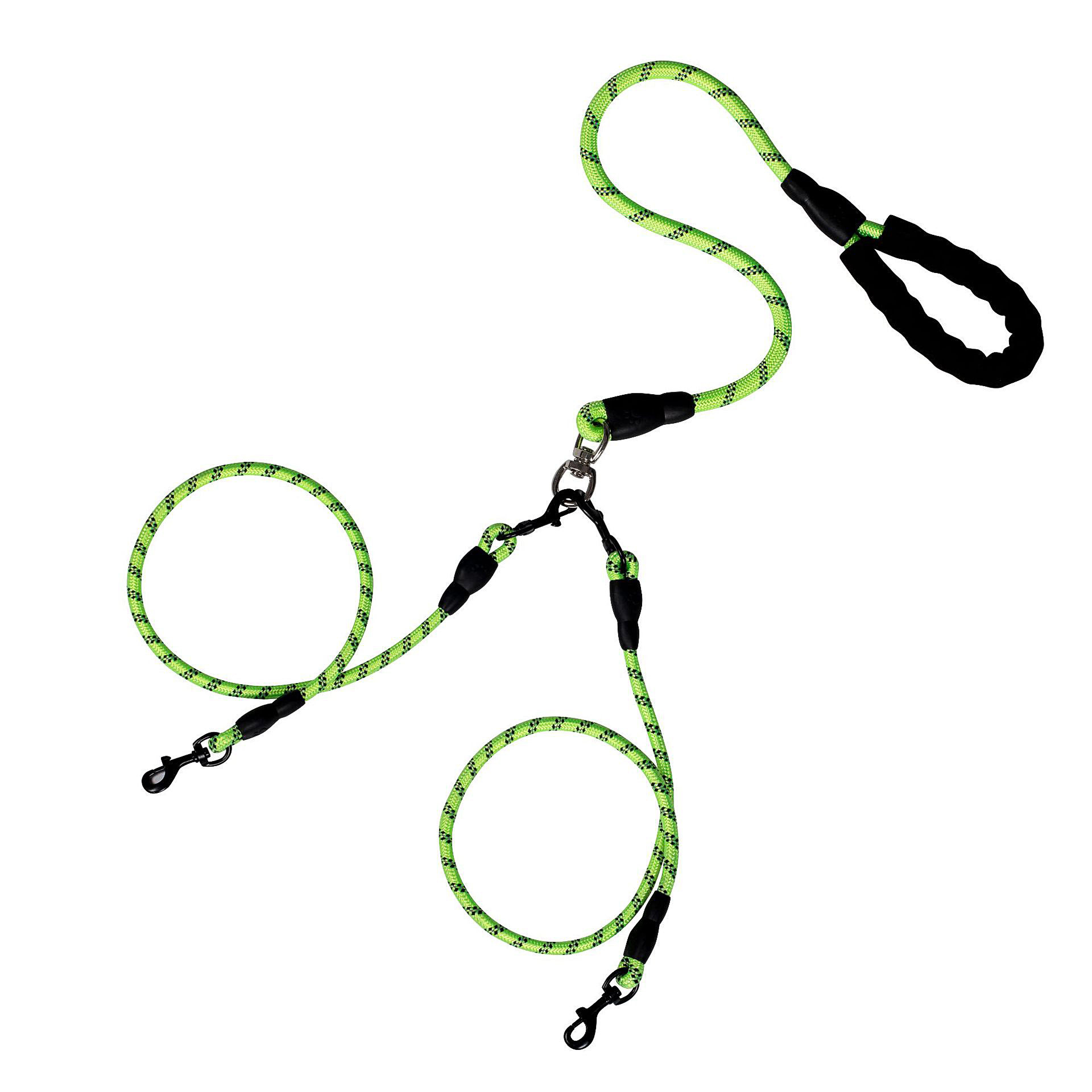 Fluorescent green double leash