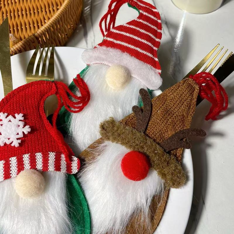 クロスボーダー新作クリスマスデコレーション クリスマスカトラリーセット ノーミットフェイスの老人ルドルフ テーブル食器セットバッグ|undefined