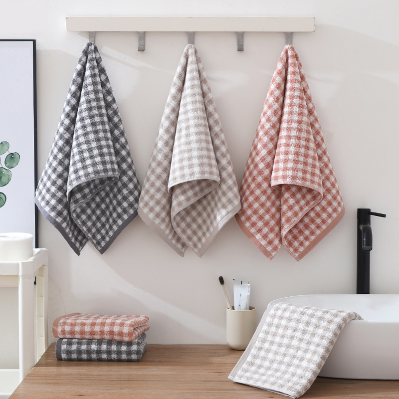 Japanese-Style Muji Towel, All-Cotton, Soft and Absorbent, High-Quality Plaid Towel, Simple Plaid Terry Face Towel Japanese-Style Muji Towel, All-Cotton, Soft and Absorbent, High-Quality Plaid Towel, Simple Plaid Terry Face Towel