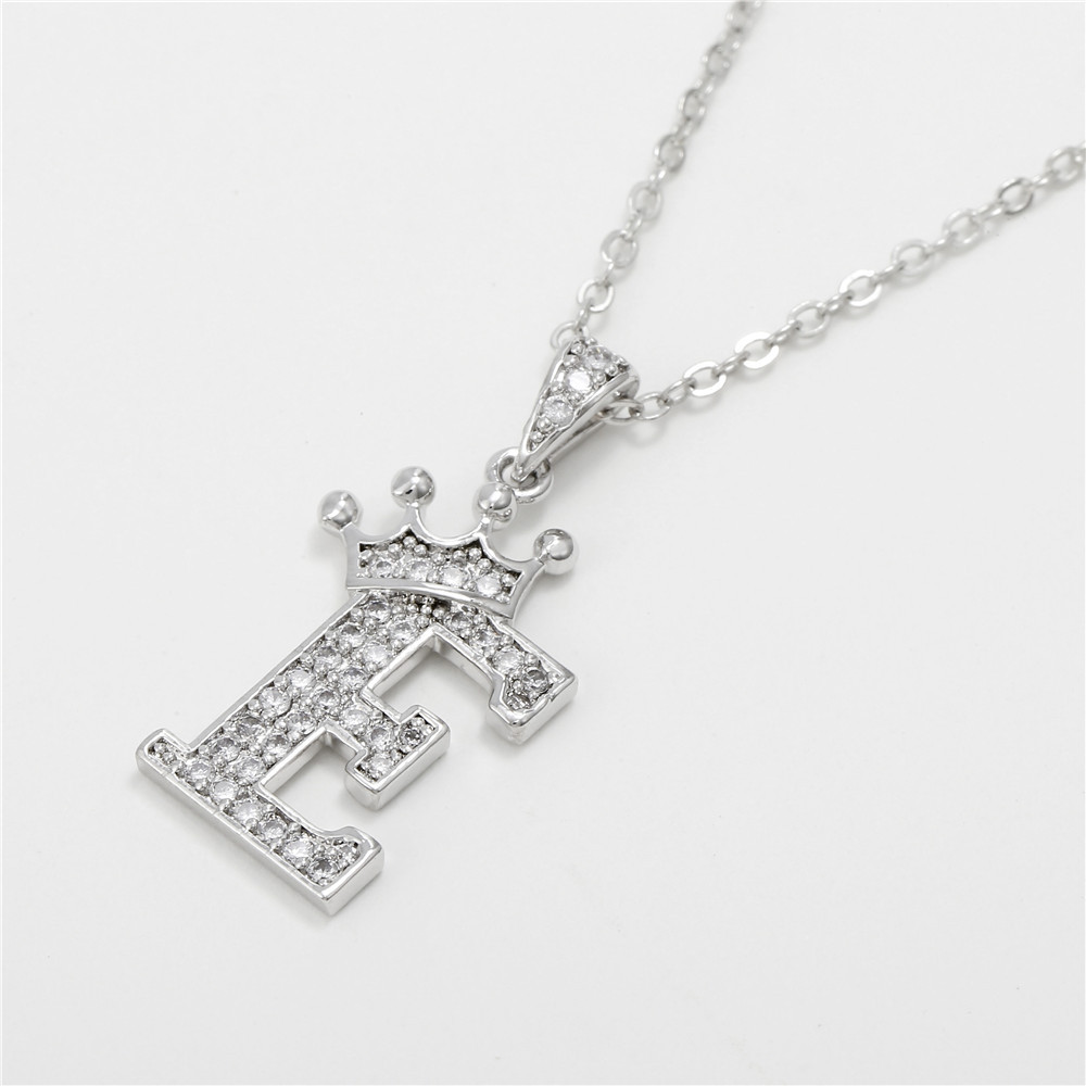 Fashion Micro-inlaid Zircon Crown English Letter Necklace Platinum Necklace Wholesale Nihaojewelry display picture 31