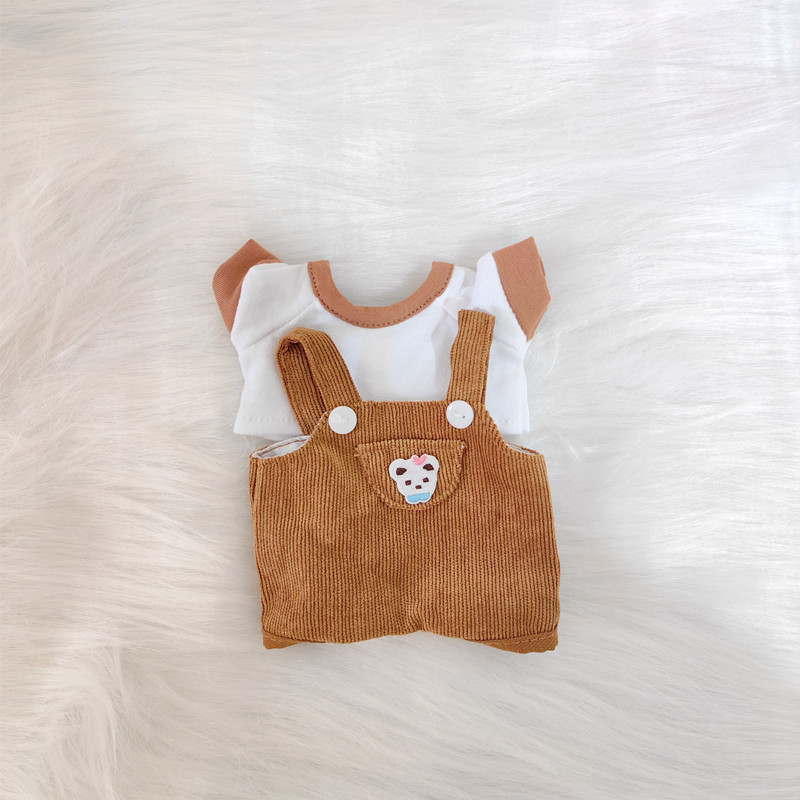 Labubu accesorios de ropa 15cm colgante tire paño muñeca ropa oso suspender pantalones camiseta traje