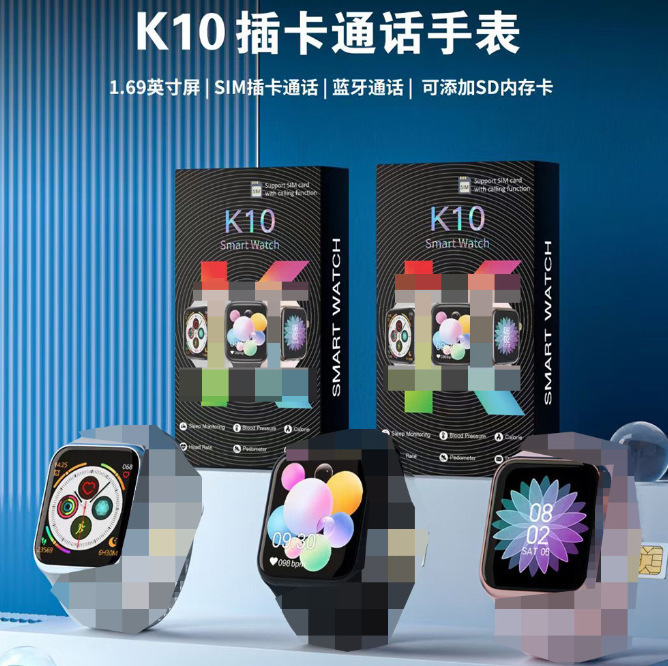 K10pro smart phone watch can be inserted sim card multifunctional exercise heart rate blood pressure oxygen meter step watch factory