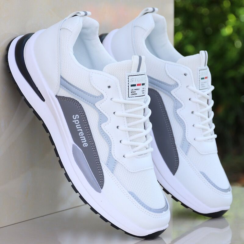 Zapatillas deportivas transpirables de verano para hombre, zapatillas blancas versátiles y modernas, zapatillas deportivas casuales de malla para correr.