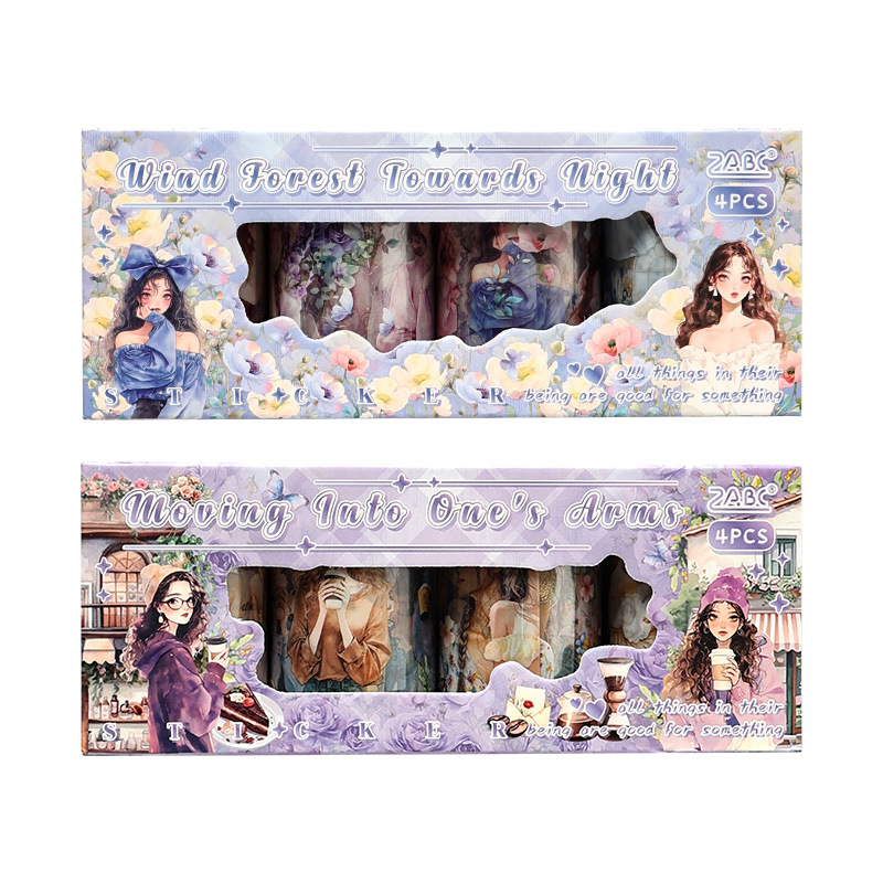 Heartbeat Guest Series Girl Life Art Hand Cardings Decoración de bricolaje Collage Material base Caja de cinta de cuenta manual