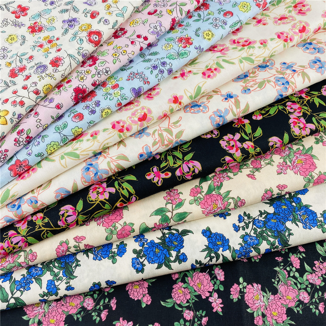 田园风小清新印花布 纯棉40支平纹府绸印花 衬衣连衣裙服装面料