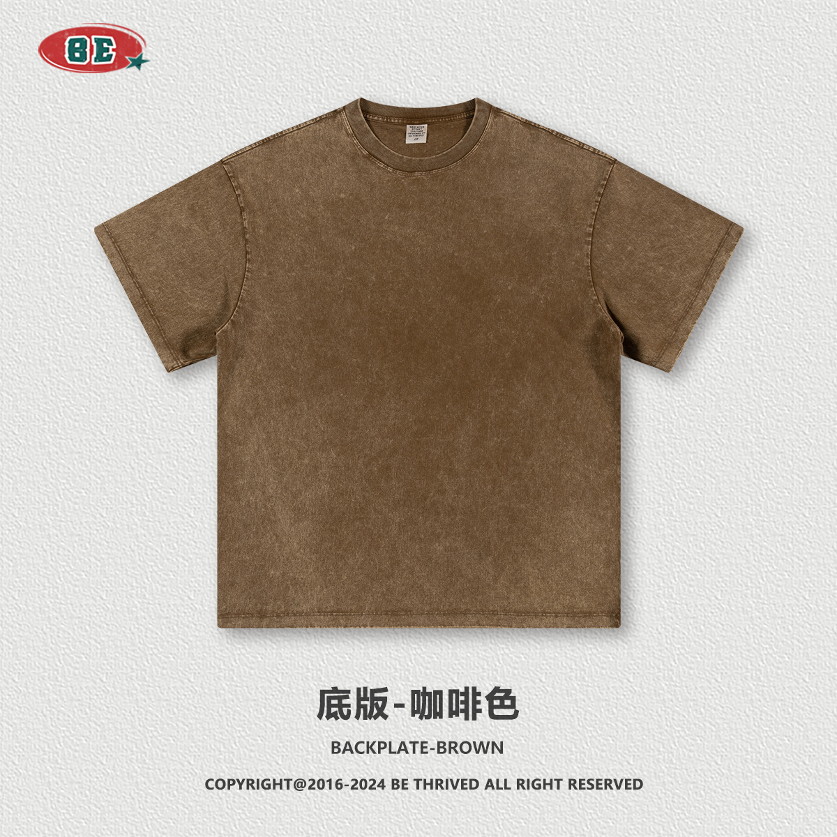 BE personalizado 2025 marca de tendencia de verano pesada niebla de color batítico tierra hombro directo inyección camiseta de manga corta personalizada transfronteriza masculina image 17
