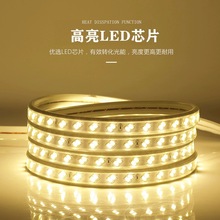 LED灯带220V高压贴片户外防水5730双排120珠工程亮化室内照明灯条