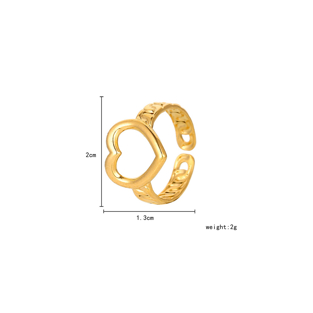 Einfacher Stil Blatt Herzform Feder Rostfreier Stahl Aushöhlen Ringe 1 Stück display picture 3