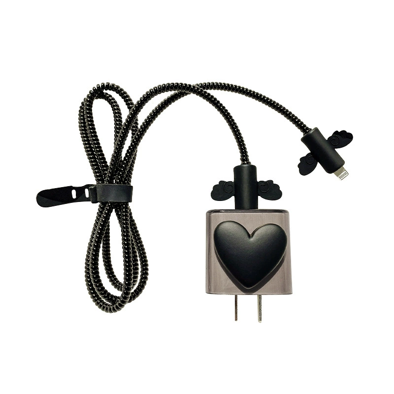 Защитный комплект зарядного устройства (Apple) 20W, кабель Angel Wings и крышки адаптера, черный/цветные варианты