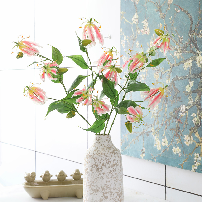 Artificial flower flame lily, artificial flower Jialan, modern home model room decoration, wedding photography, cross-border silk flower wholesale pic 6