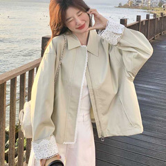 独特超好看蕾丝拼接短外套女小个子2025秋季新款休闲百搭夹克上衣