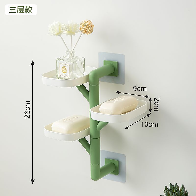 Caja de jabón colgada en la pared para inodoro giratorio drenaje de agua sin perforación de perforación de jabon multicapa colgada en la pared