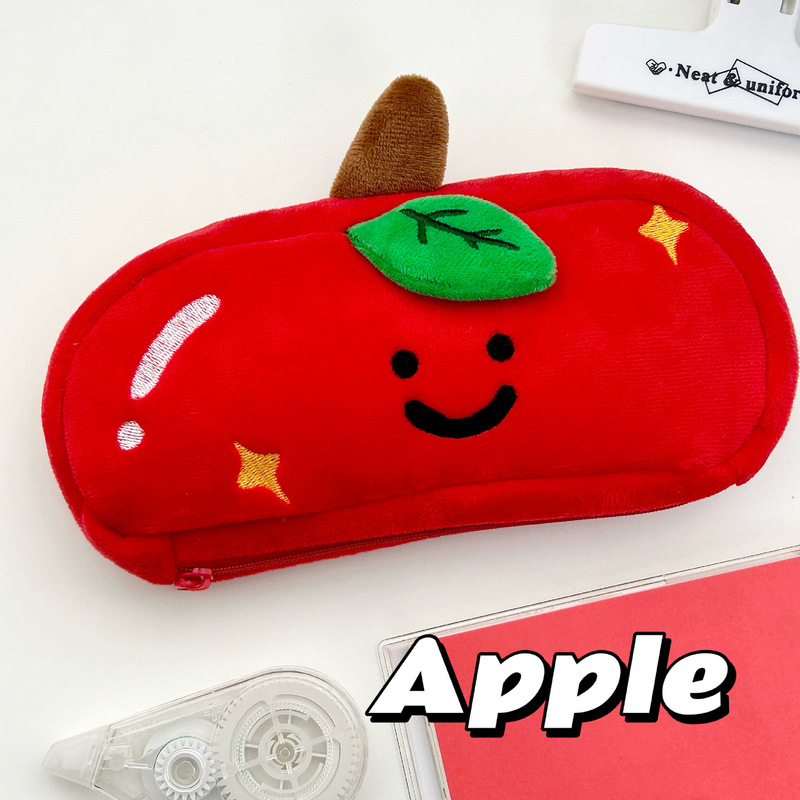 小紅書と同じスマイリーフェイスレッドアップルペンバッグインかわいい文具バッグ大容量高価値鉛筆バッグ収納|undefined