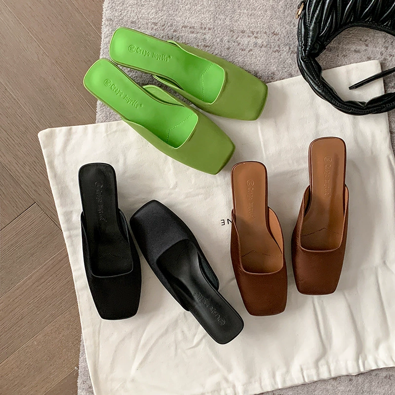 2025 новый летний стиль виноградные туфли для мам в одном стиле на толстом каблуке полуслипоны женские туфли с французским квадратным носком на низком каблуке сандалии