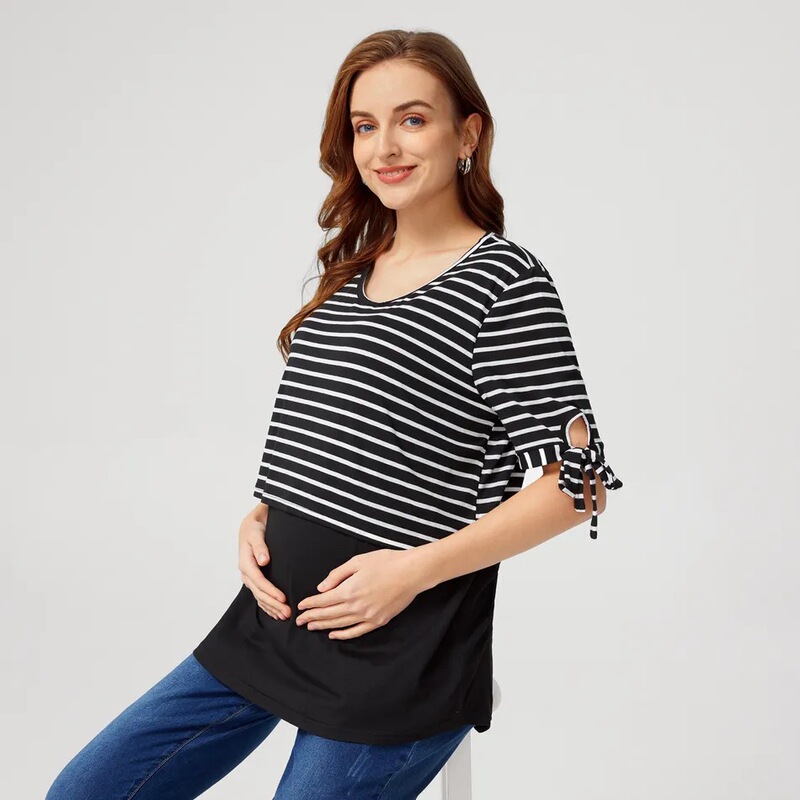 New Amazon Explosions Cross-border European and American Maternity Breastfeeding Top Soft and Comfortable Round Neck Short Sleeve Cotton New Amazon Explosions Cross-border European and American Maternity Breastfeeding Top Soft and Comfortable Round Neck Short Sleeve Cotton