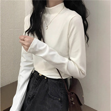 德绒长袖T恤女大童春秋季初中高中学生加厚内搭半高领打底衫上衣