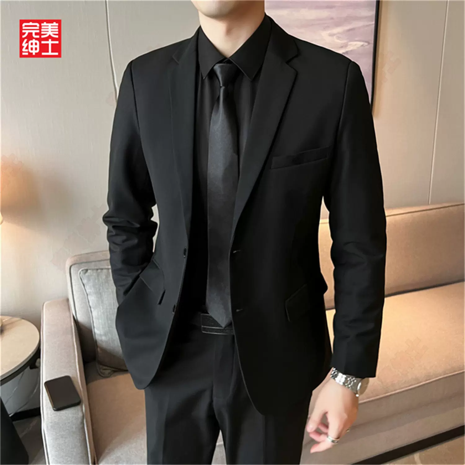 完美绅士西服套装男士韩版外套伴郎新郎结婚商务职业正装小西装男