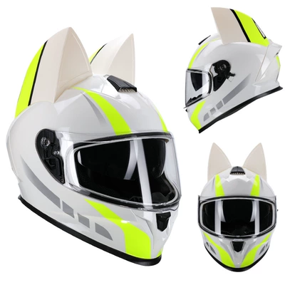 Motosiklet kaskı (dəbilqə) Travel and Work Clothing, All-Season - white-fluorescent-yellow-track-cat-clear-lenses-s50-53cm
