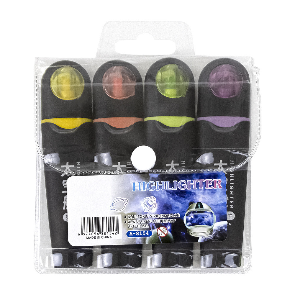 cápsula espacial serie de resaltador de cabeza blanda alto valor de cara liberación marcador marcador de puntos clave de los estudiantes bolígrafo