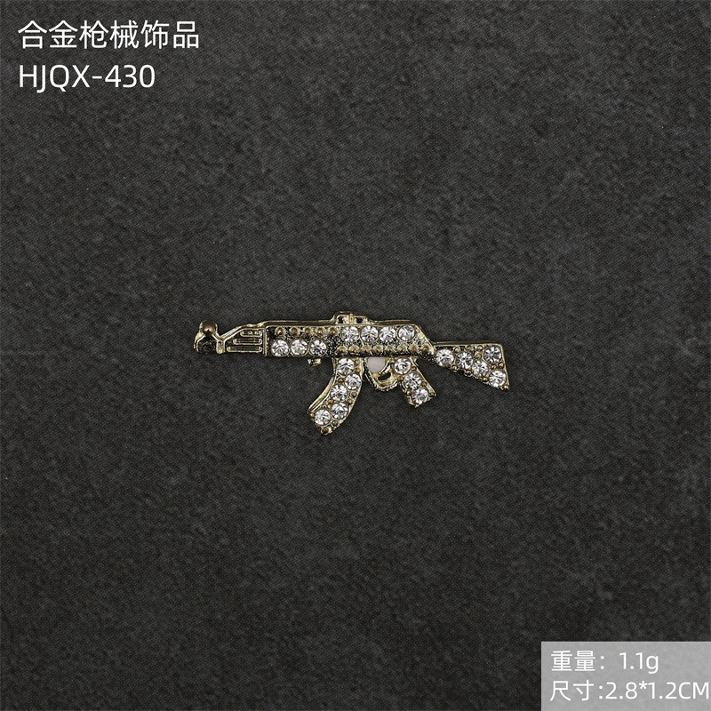 Transfronterizo exclusivo tridimensional retro manicura pistola joyería punk estilo diamante incrustado arma modelo decoración de uñas