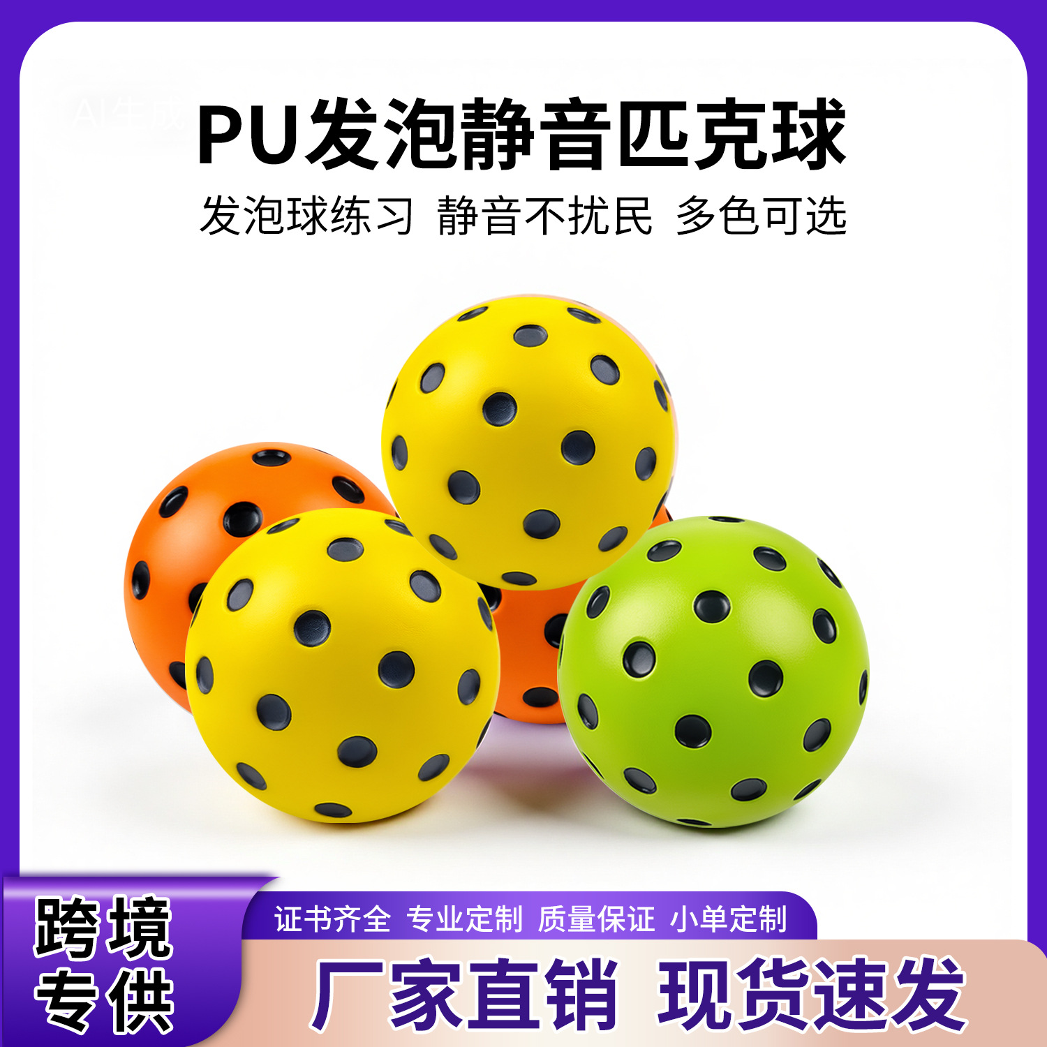 Silent Pickleball Pu Foam Pickleball Indoor and Outdoor Silent Low-Noise Practice Ball High-Elastic Soft Foam Pickleball