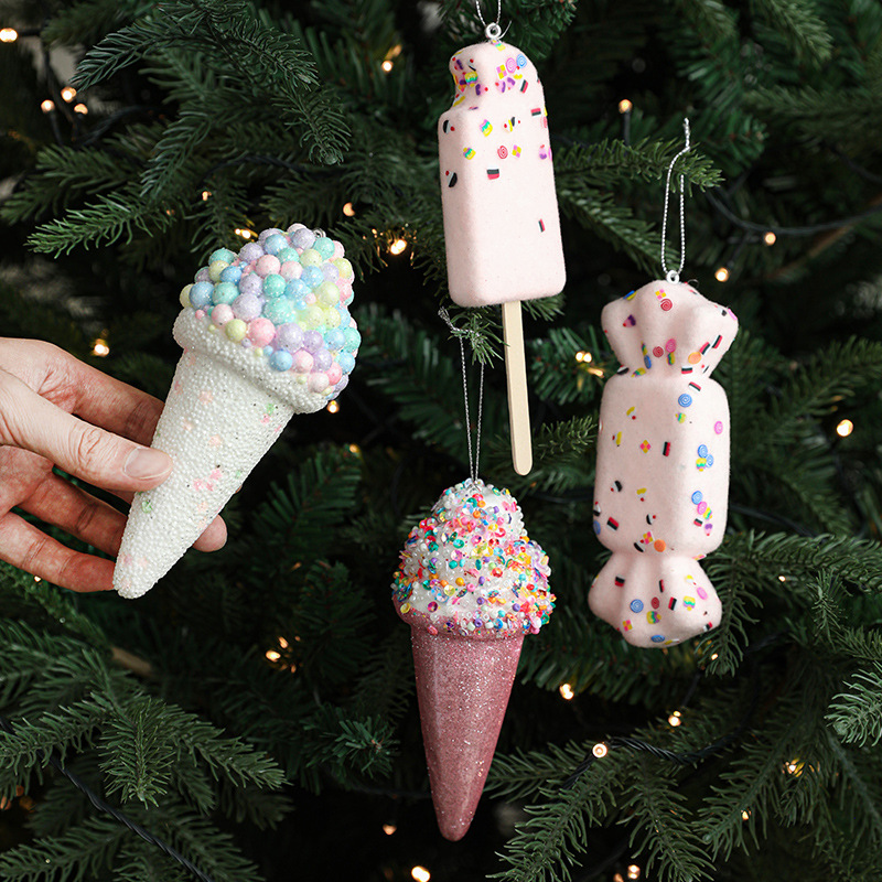 Nuevo colgante creativo de Navidad modelo de helado adorable postre accesorios decoración árbol de Navidad decoración pequeña colgante