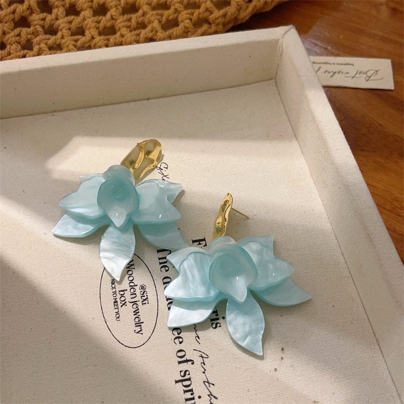 E3041 민트 블루 웨이브 귀걸이