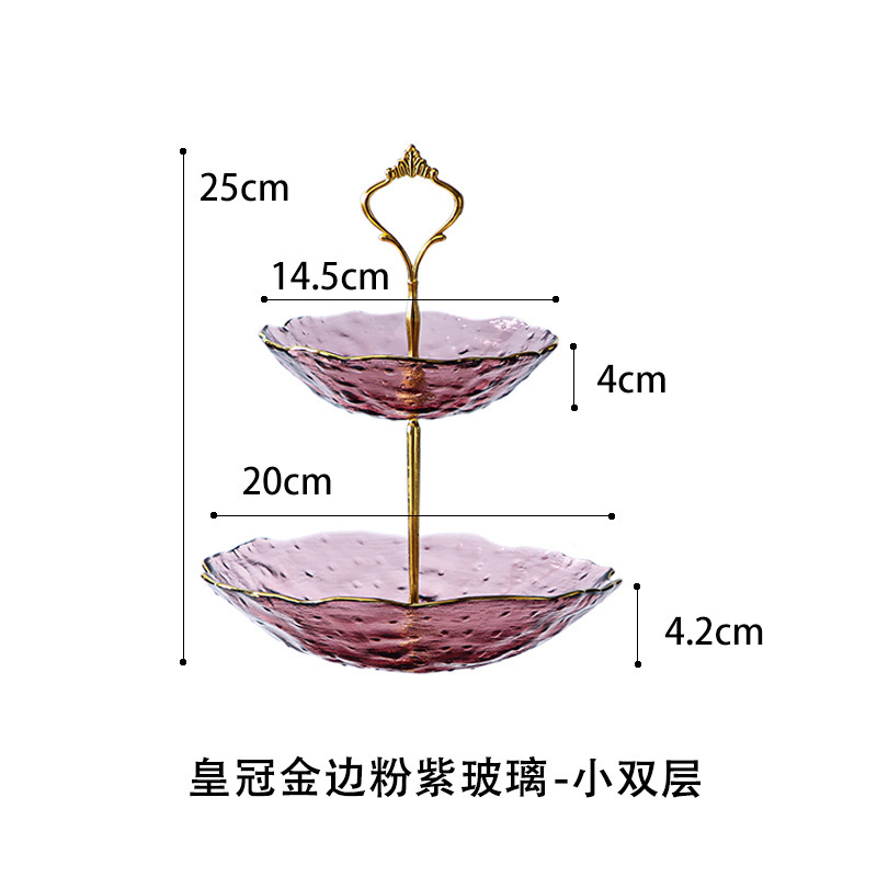 Lujo ligero Viento Phnom Penh vidrio de tres capas de frutas bandejas de alta calidad creativas dulces caseras pastel snack bandejas al por mayor