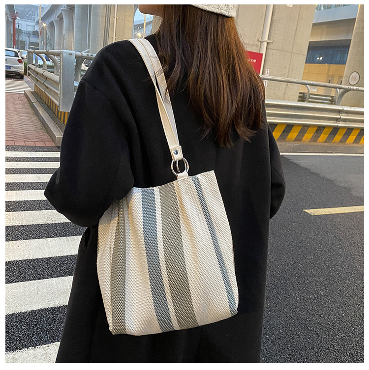 202g Weight Polyester Lining Material Zipper Closure Type Single Shoulder Strap Strap Type Tote Bag Bags Type Casual Occasion Canvas Material Solid Color Pattern All Seasons Season Women's Gender Streetwear Style Square Shape White, Black Color Small Size Small Canvas Streetwear Tote Bag 7