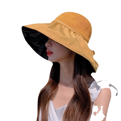 New style sun hat for women summer vinyl fisherman hat hollow bow UV sun protection hat Korean style fashion hat wholesale