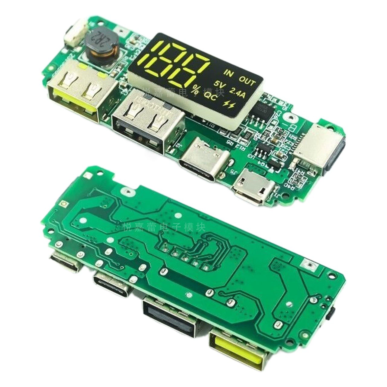 Модуль зарядки с цифровым дисплеем литиевой батареи 18650 5V2.4A 2A 1A двойной выход USB с модулем повышения заряда дисплея