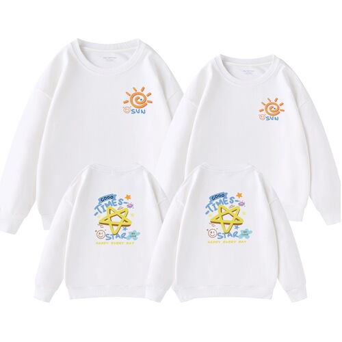 Internet celebrity father-son clothing tops parent-child sweatshirts for a family of three or four Korean style mother-daughter clothing with dropped shoulder sleeves