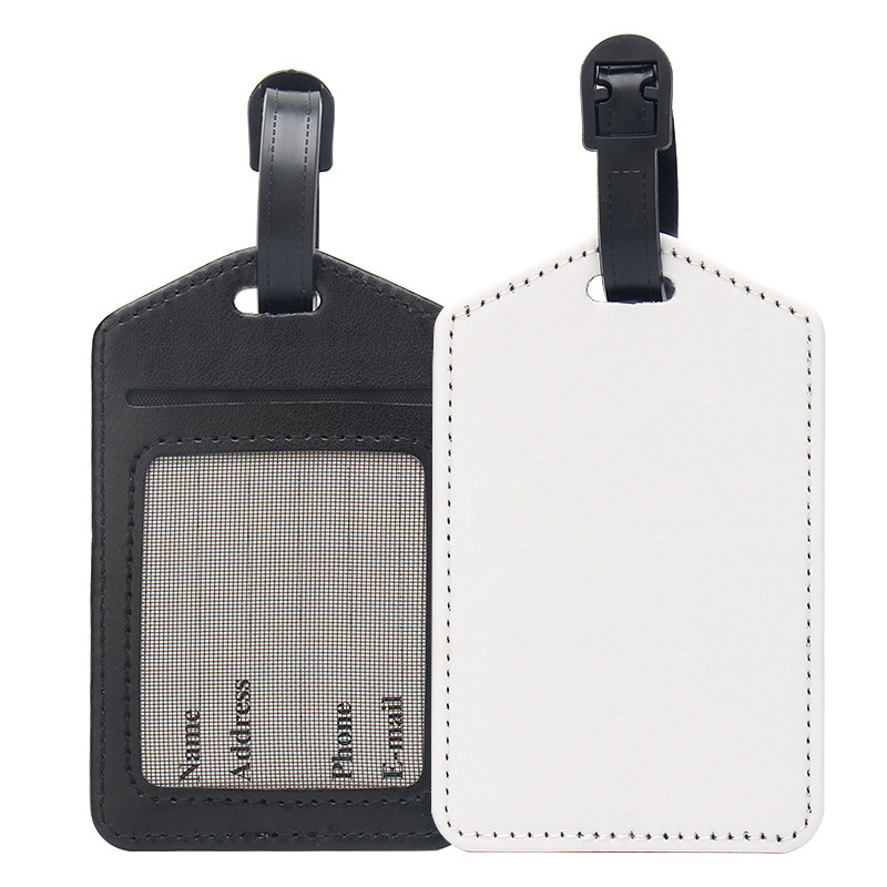 Thermal Transfer Luggage Tag Card Slot Mesh Window Sublimation Work Card Holder Blank Surface Hanging Suitcase