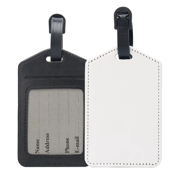 Thermal Transfer Luggage Tag Card Slot Mesh Window Sublimation Work Card Holder Blank Surface Hanging Suitcase