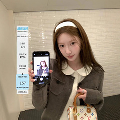 Goo Goo Eyes 通勤圆领灰色针织开衫外套女秋季长袖百搭外穿毛衣