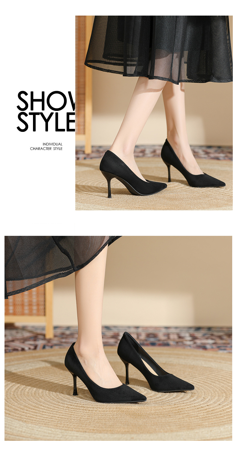 Giày cao gót nữ mũi nhọn gót 8 cm kiểu stiletto — Màu Đen-8cm chi tiết 6