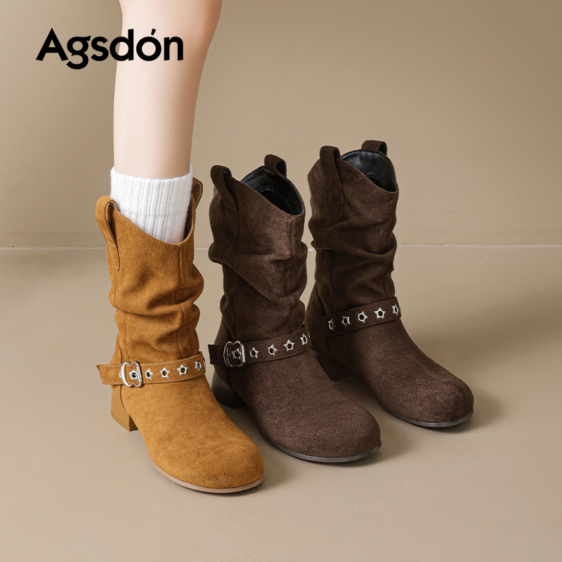 Botas de montado de león antiguo para mujeres 2025 nuevo otoño Maillard occidental botas Retro Bocken botas Martin
