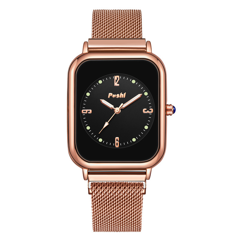 Posthi moda tendencia de moda todo-acero cuarzo reloj de mujer Reloj simple casual cuadrado impermeable reloj de las mujeres al por mayor