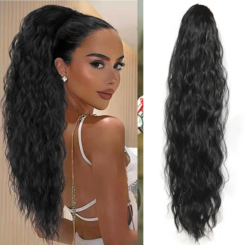 Cross-Border Extension Wig Long Ponytail Curly Wavy Drawstring Ponytail Feminine Fiber Synthetic Wig Ponytail Wig