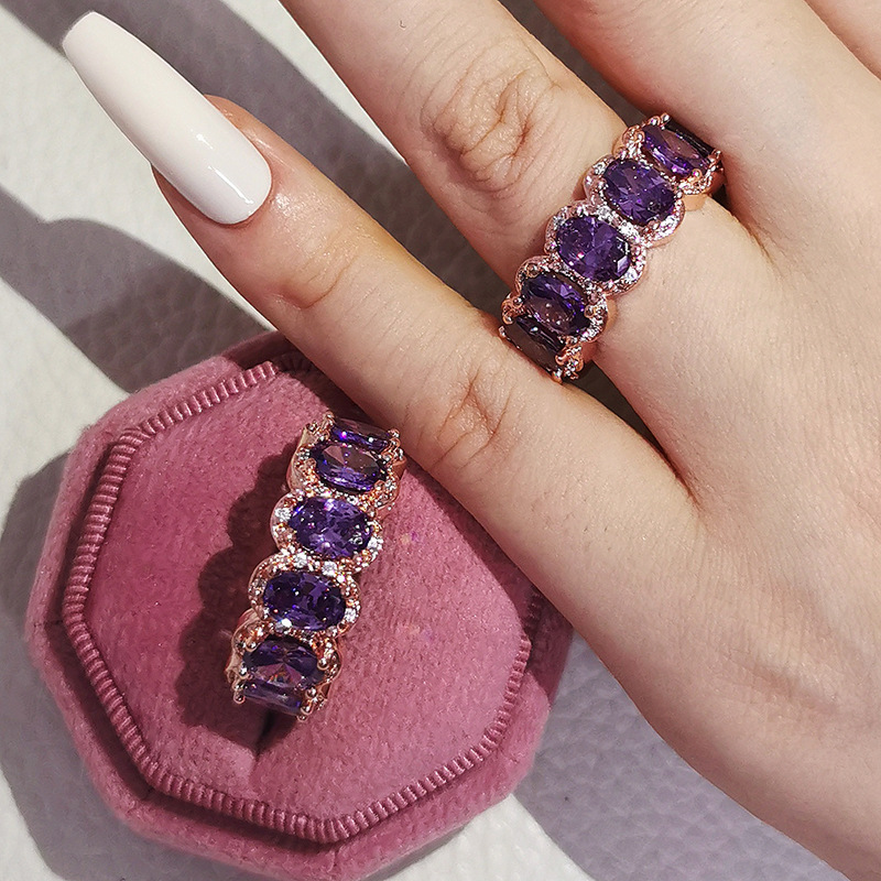 Fashion Round Copper Inlay Zircon Rings 1 Piece