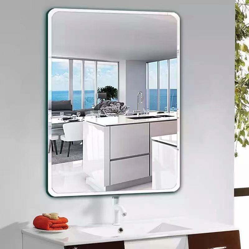 Bathroom Mirror, Punch-Free Makeup Mirror, Toilet Self-Adhesive Glass Mirror, Bathroom Half-Length Mirror, Wall-Mounted Bathroom Mirror