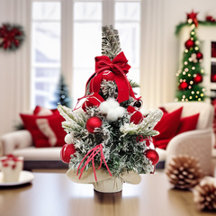 新しいミニデスクトップクリスマスツリー飾り、家庭用植毛ピンククリスマスツリー、クリスマスデコレーションセット