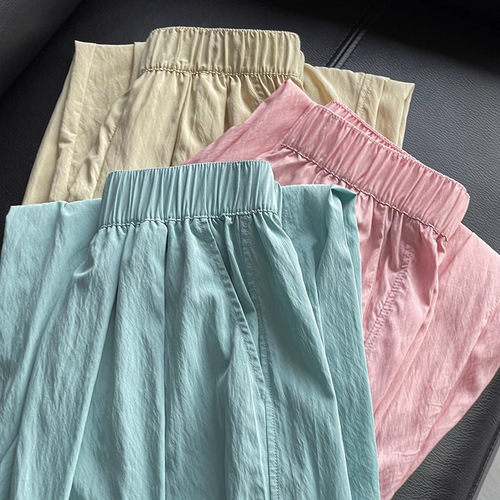 Slim Fit High-Waisted Cotton Linen Wide-Leg Pants for Women - Cherry Blossom Mountain Style, Relaxed, Suitable for Petite and Plus Size, Spring and Summer.