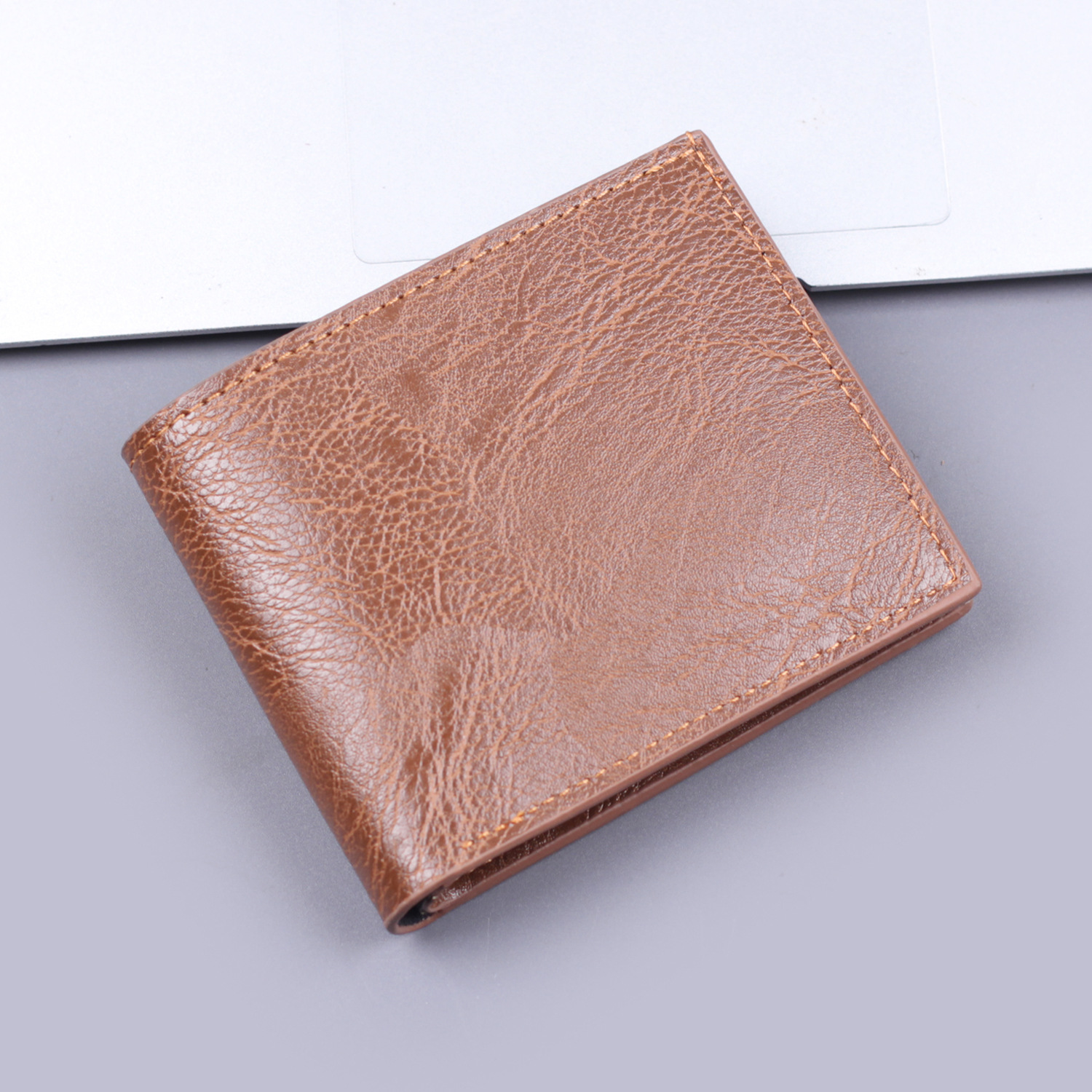 Cartera horizontal de hombre, cartera corta de hombre, cartera retro sin logotipo, fábrica de venta en caliente transfronteriza