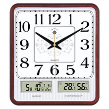 北极星方形客厅静音挂钟简约时尚电子钟表创意家用日历石英钟