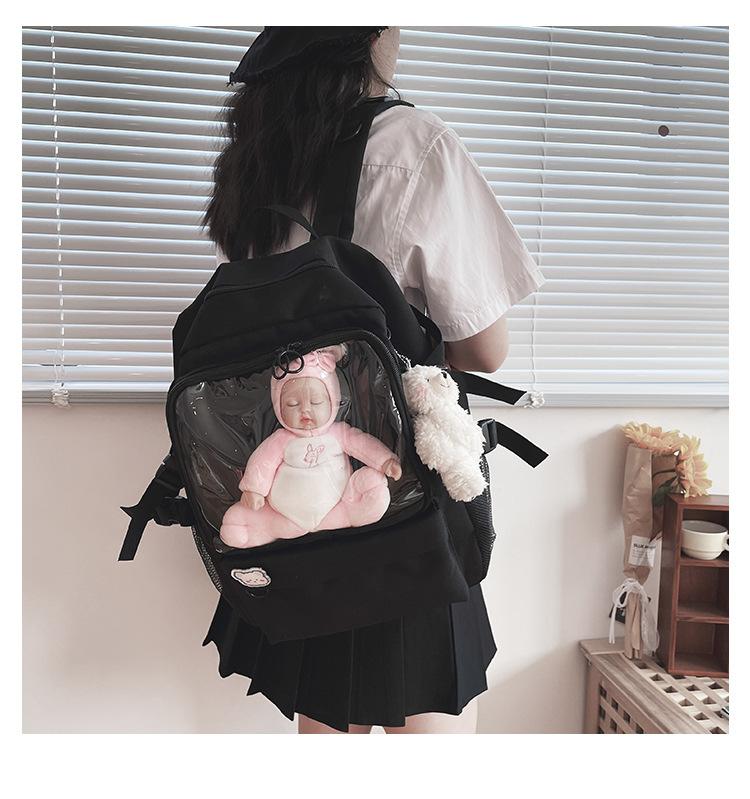 新款日系動漫周邊可愛卡通創意DIY軟妹學生透明痛包雙肩包女收納包休閒包外出包旅行包~UI2801