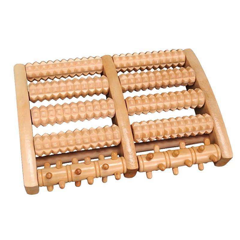 Transfronterizo pie masajeador pedicura de madera rodando pie artefacto madera sólida pie masaje acupuntura punto pie masaje rodillo