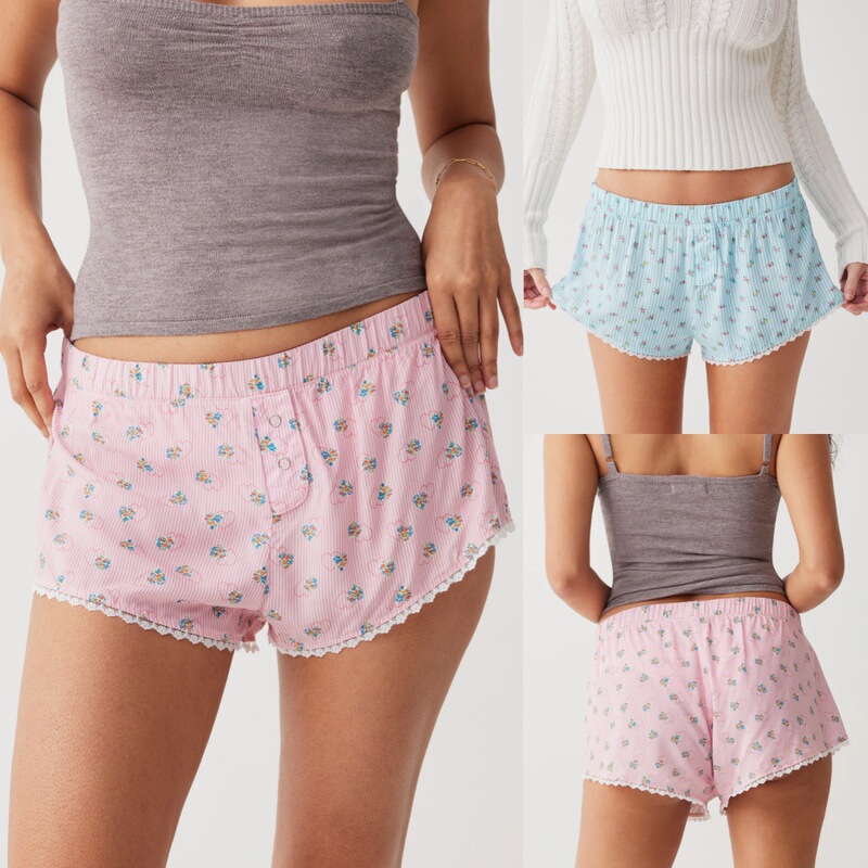 European and American Clothing ebay Amazon 2024 Popular Fashion Printed Lace Loose Mini Boxer Shorts in Stock