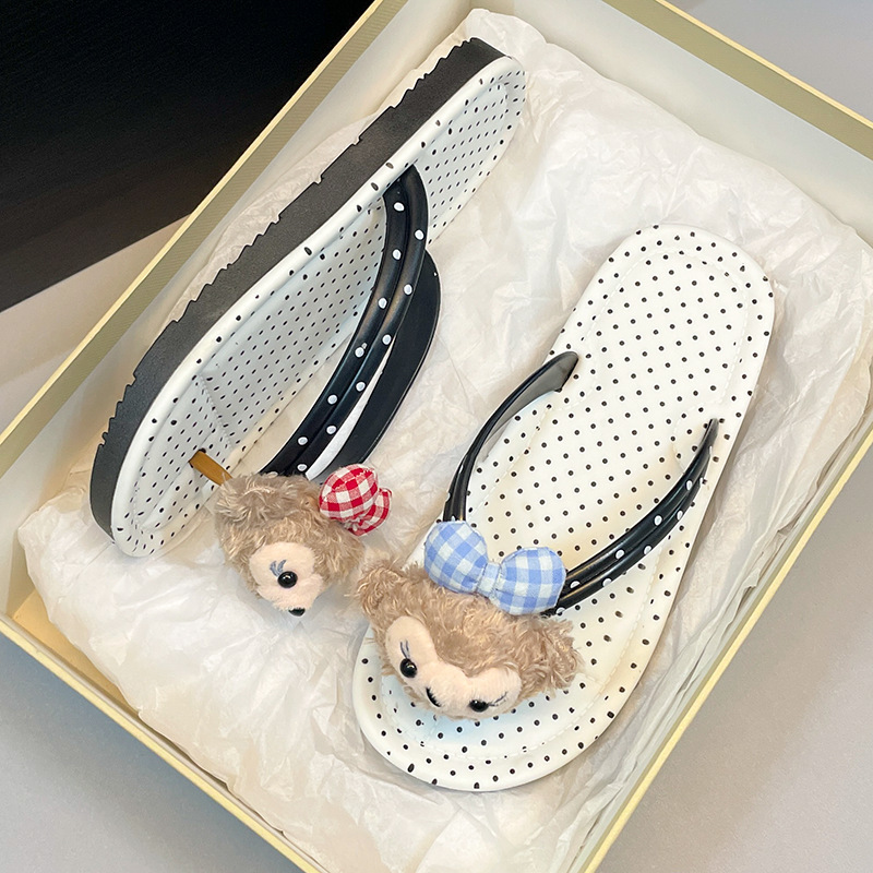 2025 New Flip Flops for Women's Dormitory Lightweight Non-slip Comfortable Cute Shirley Mei Free Match All-match Herringbone