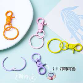 彩色钳扣带3cm卡圈DIY饰品配件烤漆金属钥匙扣狗扣挂件批发配饰品
